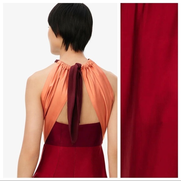 NWT. Zara Limited Edition Raspberry Long Jumpsuit with Tie. Size S. - Picture 5 of 11